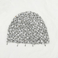 Gorro ajustable retro tejido a mano con lentejuelas para mujer, gorro de encaje hueco elegante y versátil para adulto
