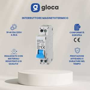 Interruptor Automático Gloca Jx30 1P+N 10A 250V C10 Montaje en Riel DIN - Product Image 4
