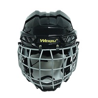Casque de hockey sur glace en gros, casque de patinage, coque ABS, grille en acier, mentonnière PC, rembourrage EPS, réglage arrière, unisexe
