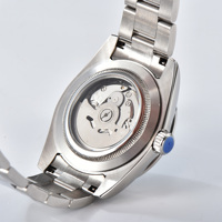Reloj mecánico con cronómetro automático para hombre, de acero inoxidable plateado, negro, naranja, esfera luminosa, zafiro sintético, 20mm