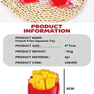 Jouet Squishy Frites Françaises 9 cm en TPR, Effet Boue, Jouet Sensoriel Anti-Stress Mignon pour Enfants et Adultes, Sac PVC, Sans Liquide, Sans Gel - Product Image 4