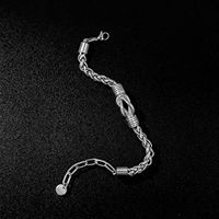 Bracelet pour homme en acier inoxydable plaqué argent, design vintage, chaîne épaisse, symbole d'infini, ancre, bijoux de mode, cadeau