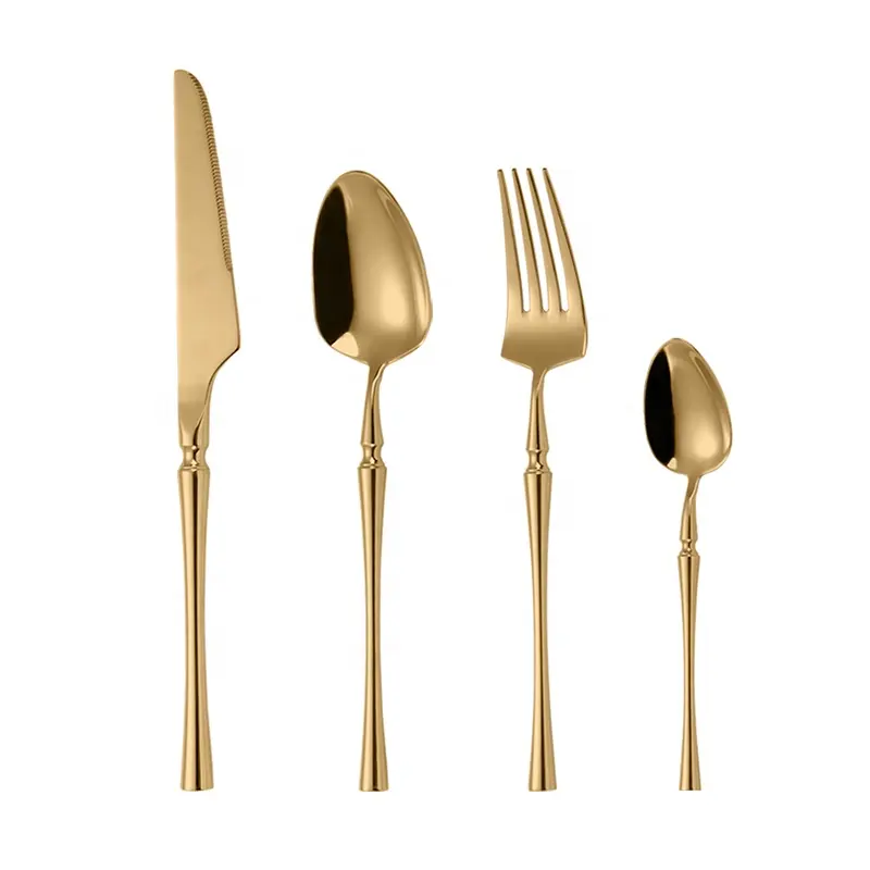 Aangepaste Hoge Kwaliteit Luxe Gold Rvs Eco Vriendelijke 18/10 Metalen Bruiloft Bestek