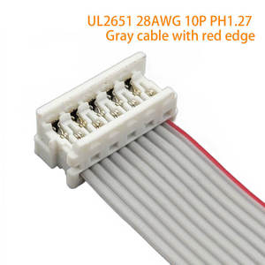 Cable personalizado UL2651 28AWG 10P PH1.27 gris con borde rojo, conector hembra IDT personalizable, cable plano tipo cinta - Product Image 2