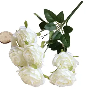 7 Heads Crimping Melaleuca Rose Artificial Flower Wedding Bride Bouquet