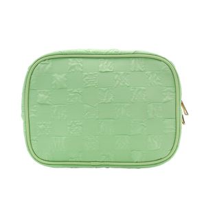 Personnalisable peu profond vert écologique cylindre cosmétique sac fermeture éclair poignée grande capacité Portable réutilisable compagnon de voyage - Product Image 3