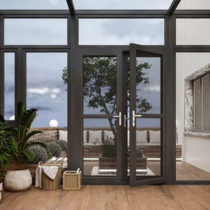 Fenêtre coulissante française, balcon, fenêtres coulissantes de style français, <span class=keywords><strong>baie</strong></span> coulissante en aluminium avec verre Low-e pour entrée de salle de bain - Product Image 4