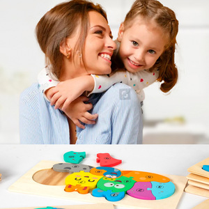 Nouveaux modèles multifonctions Montessori bricolage Enfant Jigsaw 3D Puzzle Animal bébé éducation précoce jouets en bois pour enfants garçons filles - Product Image 3