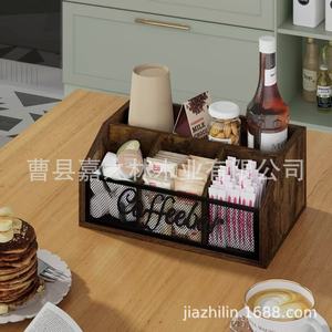 กล่องเก็บกาแฟไม้เนื้อแข็งสมัยใหม่ 32x21x13.3 ซม. ความจุขนาดใหญ่สำหรับจัดระเบียบบนโต๊ะสำหรับถุงชา กาแฟแบบแคปซูล - Product Image 2