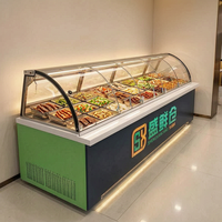 Refrigerador Vertical Comercial de Doble Temperatura con Puerta de Vidrio y Enfriamiento por Aire, de Acero Inoxidable, para Exhibición en Supermercados