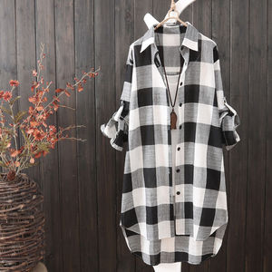 2025 Neuankömmling Sommer Loose Fashion Plaid Damen bekleidung <span class=keywords><strong>Plus</strong></span> <span class=keywords><strong>Size</strong></span> Blusen & Shirts - Product Image 3
