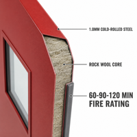 Porte coupe-feu double en acier moderne, surface finie, norme européenne, porte d'entrée commerciale