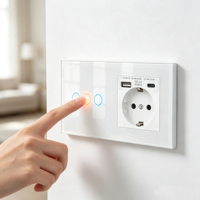 Interrupteur tactile 3 gang 1 voie et prise murale allemande avec prise de charge rapide USB A+C 20W pour la maison