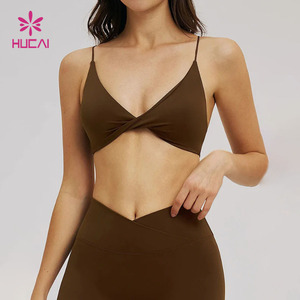 <span class=keywords><strong>Reggiseno</strong></span> Sportivo da Donna OEM HUCAI <span class=keywords><strong>con</strong></span> Logo Personalizzato, Traspirante, Imbottito, Scollo a V Intrecciato, Push-up, per Palestra e Fitness, <span class=keywords><strong>con</strong></span> <span class=keywords><strong>Spalline</strong></span> Sottili <span class=keywords><strong>Incrociate</strong></span> - Product Image 3