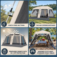 Tente de camping familiale instantanée Kawagebo Kamp (KK) avec écran intégré, résistante aux UV, imperméable et éclairée, avec bâche de protection complète