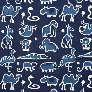 Indigo de algodón puro con tela estampada a mano - Product Image 1