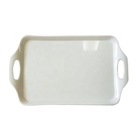 Plateau rectangulaire en mélamine de 19 pouces avec poignées Plateau de service écologique en matière plastique