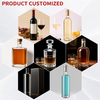 Collection de bouteilles en verre OLATEC Premium avec textures en relief, incrustations métalliques et boîtes personnalisées pour Cognac, Whisky et spiritueux de luxe