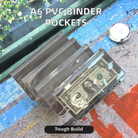 Nouvel arrivage Classeur à feuilles mobiles Pochettes classeur à feuilles mobiles Pochettes A6 ouvertes sur le côté PVC transparent Pochette pour enveloppe d'argent Scellée sans zip classement d'espèces