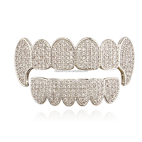Ensemble de bijoux personnalisé, style hip-hop, appareil dentaire, crocs de vampire, zircone cubique micro-pavé, bling bling, grilz dentaire