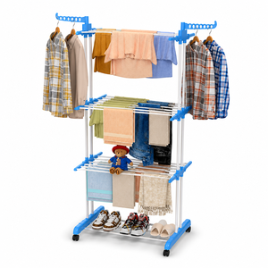 Séchoir à <span class=keywords><strong>linge</strong></span> pliable robuste à 4 niveaux avec roulettes pour la maison - Product Image 1