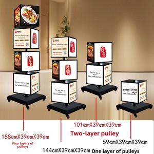Boîte à lumière rotative LED à quatre faces, 115 cm-187 cm, support au sol, cadre métallique, étanche, forme rectangulaire, pour <span class=keywords><strong>menu</strong></span> publicitaire à 2-4 niveaux - Product Image 3