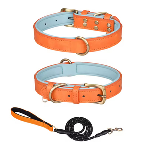 Anti-Verlust Luxus PU-Leder Hundehalsband mit Druckdesign Weiche Atmungsaktive Tauchstoff-Verkleidung für Mittelgroße & Große Hunde - Product Image 2