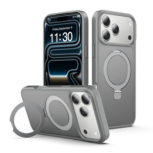 Hybride schokbestendige telefoonhoes met ringstandaard en magnetische matte afwerking voor iPhone 17 Pro Max, iPhone 16, 15, 14, 13, 12 Pro Max. - Product Image 1
