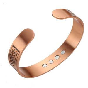 سوار مغناطيسي قابل للتعديل مطلي بالنحاس الأحمر من جيه كيه للرجال، مجوهرات عصرية للشفاء بالطاقة ومناسبة للذكرى السنوية - Product Image 5