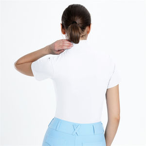 Camisetas blancas de manga corta para montar a caballo <span class=keywords><strong>con</strong></span> logotipo personalizado, camisetas ecuestres de secado rápido <span class=keywords><strong>con</strong></span> cremallera para mujer - Product Image 5