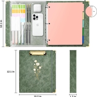 Classeur à 3 anneaux SYC de 1 pouce avec porte-documents en cuir, classeur rond à 5 séparateurs en plastique, 400 autocollants de séparation, capacité de 175 feuilles
