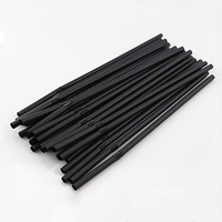 Paille à boire en plastique longue et pliable jetable noire