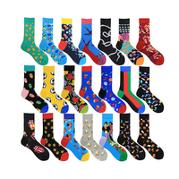 Mode personnalisé bonheur chaussettes amusantes pour hommes, chaussettes en bambou fantaisie Cool Business couleur brillante Business coton coloré