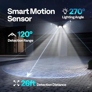 Solar Outdoor <b>Lights</b> Remote Control 3 Heads Motion <b>Sensor</b> <b>Lights</b> IP65 Waterproof 270 Wide Angle Flood Wall <b>Lights</b> with 3 Modes - Product Image 3