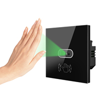 Vente directe usine – Interrupteur mural tactile infrarouge 220 V 10 A à détection sans contact par geste de la main, en verre trempé, pour éclairage mural