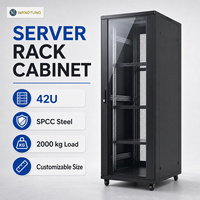 Armoire réseau sur pied 42U 19 pouces en acier SPCC, taille personnalisée, porte en verre, armoire de serveur