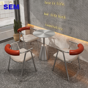 Combinaison de table à manger, chaise et canapé en acier inoxydable de style industriel SEM pour restaurant, hôtel, café - Product Image 4
