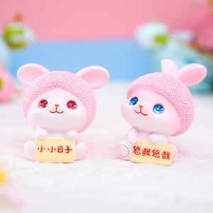 Nuevas figuras miniatura suaves y lindas, accesorios decorativos DIY de <span class=keywords><strong>resina</strong></span> para micropaisajes con diseño de conejo de dibujos animados. - Product Image 2
