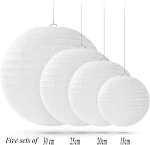 Lanterne circulaire en coton blanc la plus vendue pour décorations de mariage, artisanat d'extérieur, peinture et coloriage DIY pour enfants - Product Image 3