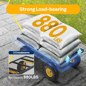 Chariot de jardin en acier à mailles robuste, capacité de 880 lb, roues de 10 pouces, prix d'usine, chariot utilitaire pliable, côtés amovibles, roues en caoutchouc - Product Image 6