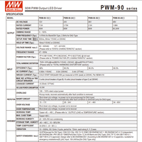 Convertisseur AC-DC MeanWell PWM-90-24DA2 90W 24V à sortie unique pour LED, tension constante, dimmable DALI-2, garantie 5 ans