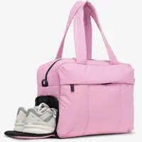 Puffy Gym Bag Travel Duffel Bag with Shoes Compartment Women Puffer Tote Bag Overnight Weekender Bag for Sports, Yoga, Travel