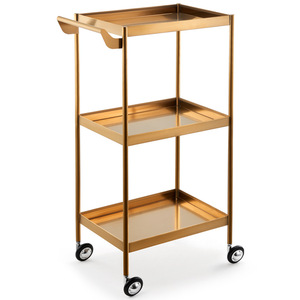 Wholesale Silver 3 Tier Hairdressing Trolley Stainless Steel <b>Tools</b> Salon Storage <b>Rolling</b> Tray for Beauty Salon - Product Image 2