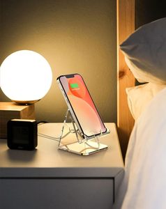 Acrylic Cell <b>Phone</b> Stand Clear <b>Phone</b> Holder for Office Desk Vanity, Kitchen Bedside <b>Table</b> Compatible with iPhone 17 - Product Image 5