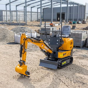 Mini-excavatrice sur chenilles, capacité de la benne de 0,1 m³, machine de terrassement compacte jaune pour chantier de construction - Product Image 1