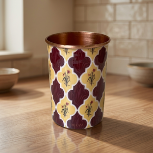 Bohemian Floral Pattern Metal copper <b>Reusable</b> <b>Cup</b> for Adults Home Party Use - Product Image 6
