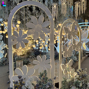LEDA 3D Hollow <b>Butterfly</b> Design Metal Arch LED <b>Light</b> Glowing White Wedding Arch Stand Backdrop for Party Decoration - Product Image 6