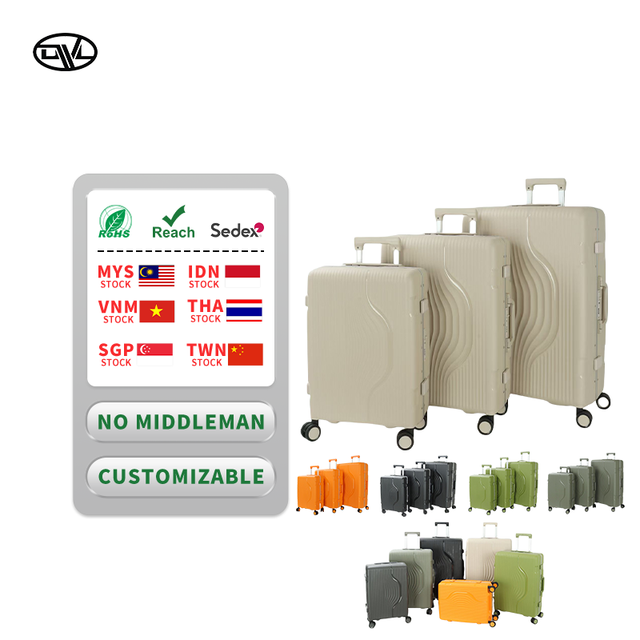 Large Capacity 25kg Cabin PP Luggage Durable Aluminum Frame Hard Shell Suitcase TSA Lock Cartoon Spinner Portable Rolling Case
