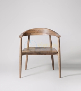 Fauteuil d'appoint en bois de Sheesham nordique avec dossier incurvé, accoudoirs sculptés et pieds effilés – Mobilier de salon moderne et minimaliste - Product Image 2