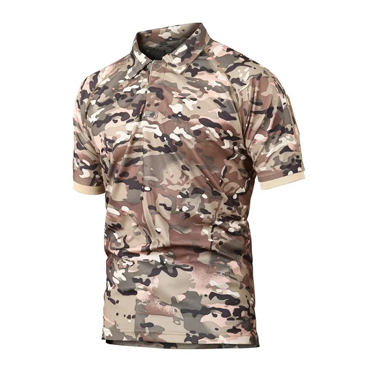 T-shirt à manches courtes t-shirt camouflage tir en plein air séchage rapide noir polos tactiques pour hommes vente en gros